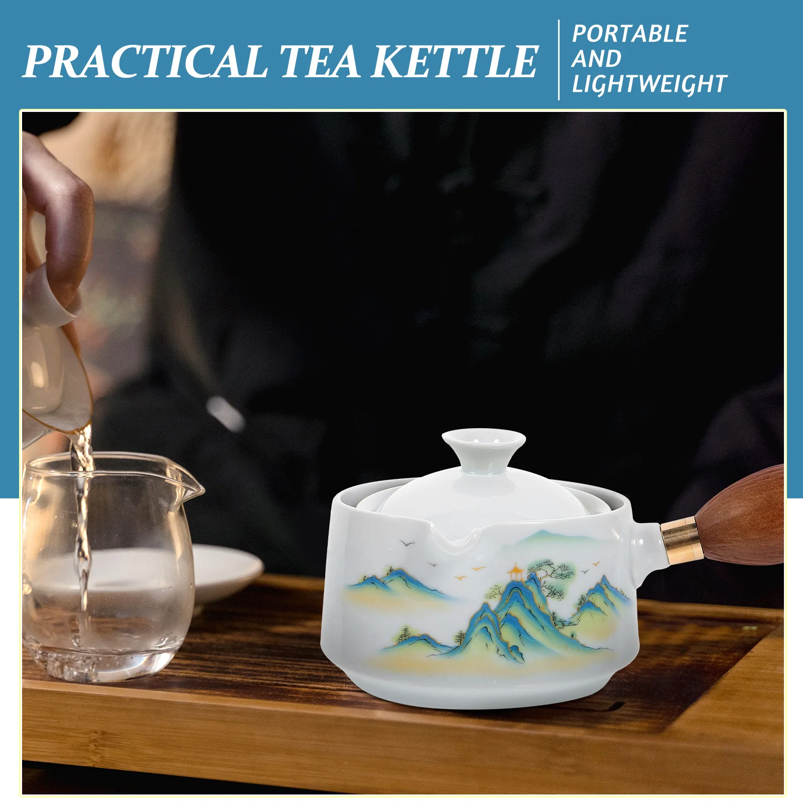 

Creative Ceramic Teapot Side Handle 360 Rotation Design For Loose Tea Flowering Teas Home Office Use Easy Clean Small Capacity