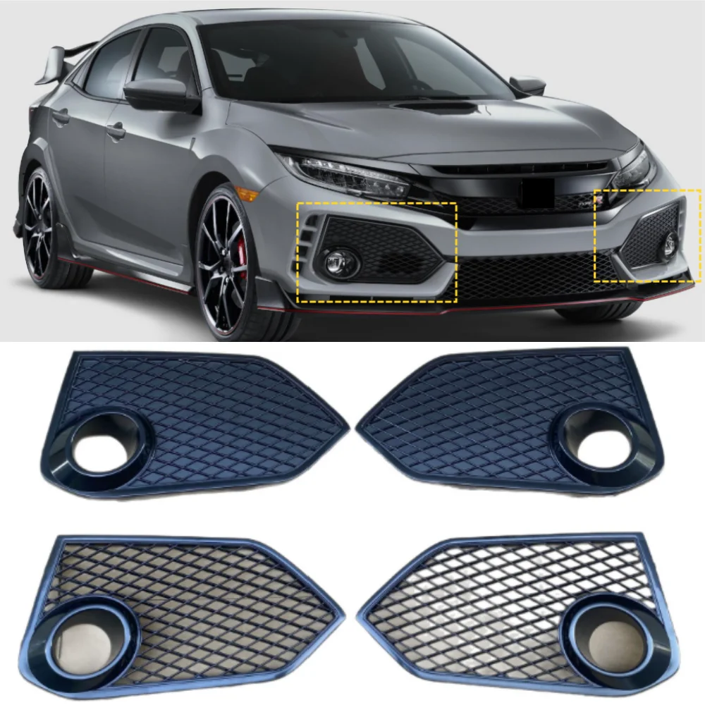 

For Honda Civic FC1 FK7 2016-2021 front bumper TR style fog light grille cover 2PCS