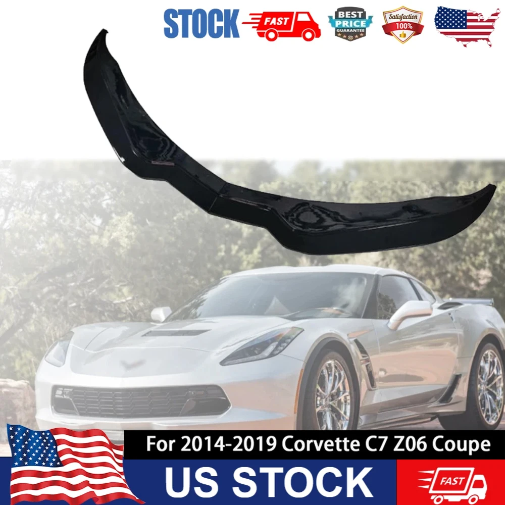 

1Set Car Front Bumper Carbon Fiber Lip Splitter Glossy Black For Chevrolet Corvette C7 Z06 Coupe 2014~2019 Front Deflector Panel