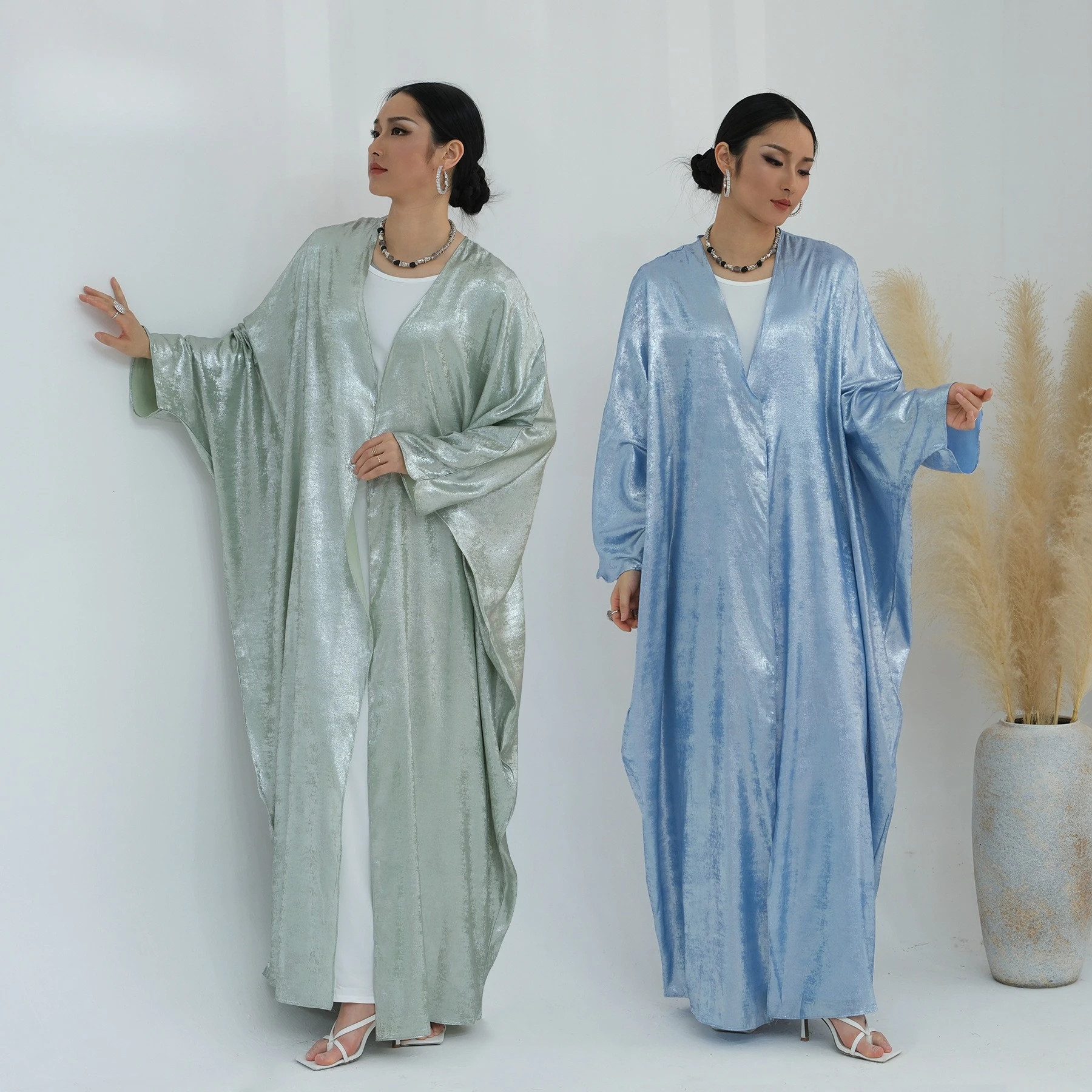 عيد برونزي عادي مفتوح عباية كيمونو فستان حفلة إسلامية عبايات للنساء دبي فاخر تركيا العربية قفطان رداء ملابس إسلامية