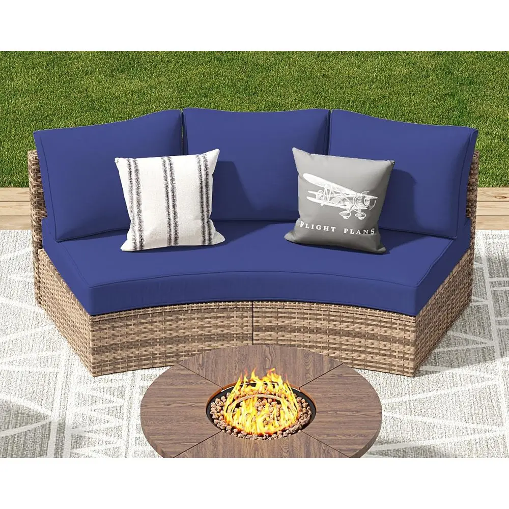 

3-Piece Half-Moon Outdoor Sofa Set with Cushions, Ideal for Beach, Pool, Balcony, Blue