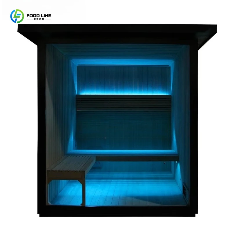 Customized Modern Outdoor Sauna Room 2026 Canadian Cedar Black Cool Finish LED Lighting Traditional Design Family Backyard