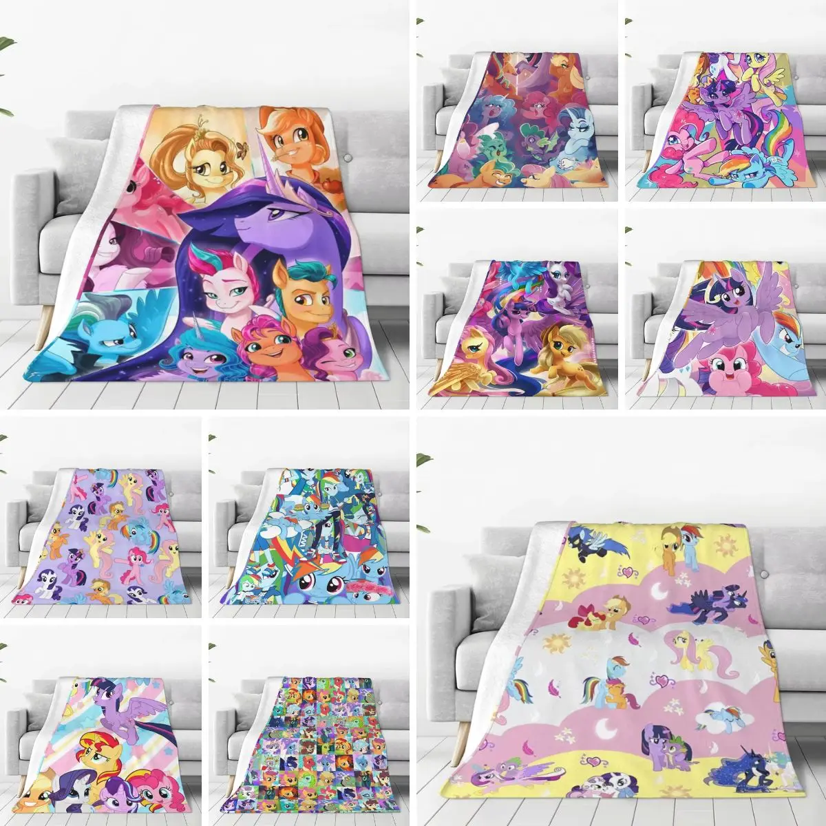 MINISO My-Little-P-Ponys Warm Blanket Girls Boys Plush Throw Blanket Street Trend Living Room Flannel Bedspread Sofa Bed Cover