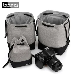 BOONA torba na obiektyw aparatu etui na obiektyw Canon Nikon Sony Olympus Fuji DSLR akcesoria fotograficzne uniwersalna torba ze sznurkiem