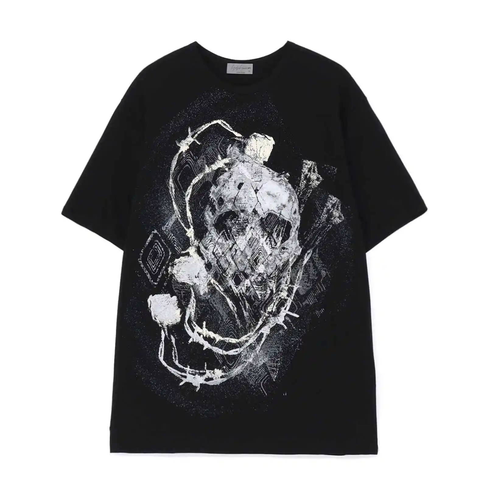 

TOP-YAMOTO японский оригинальный дизайн, темная ниша, новая свободная футболка из чистого хлопка с принтом, дизайн мужской