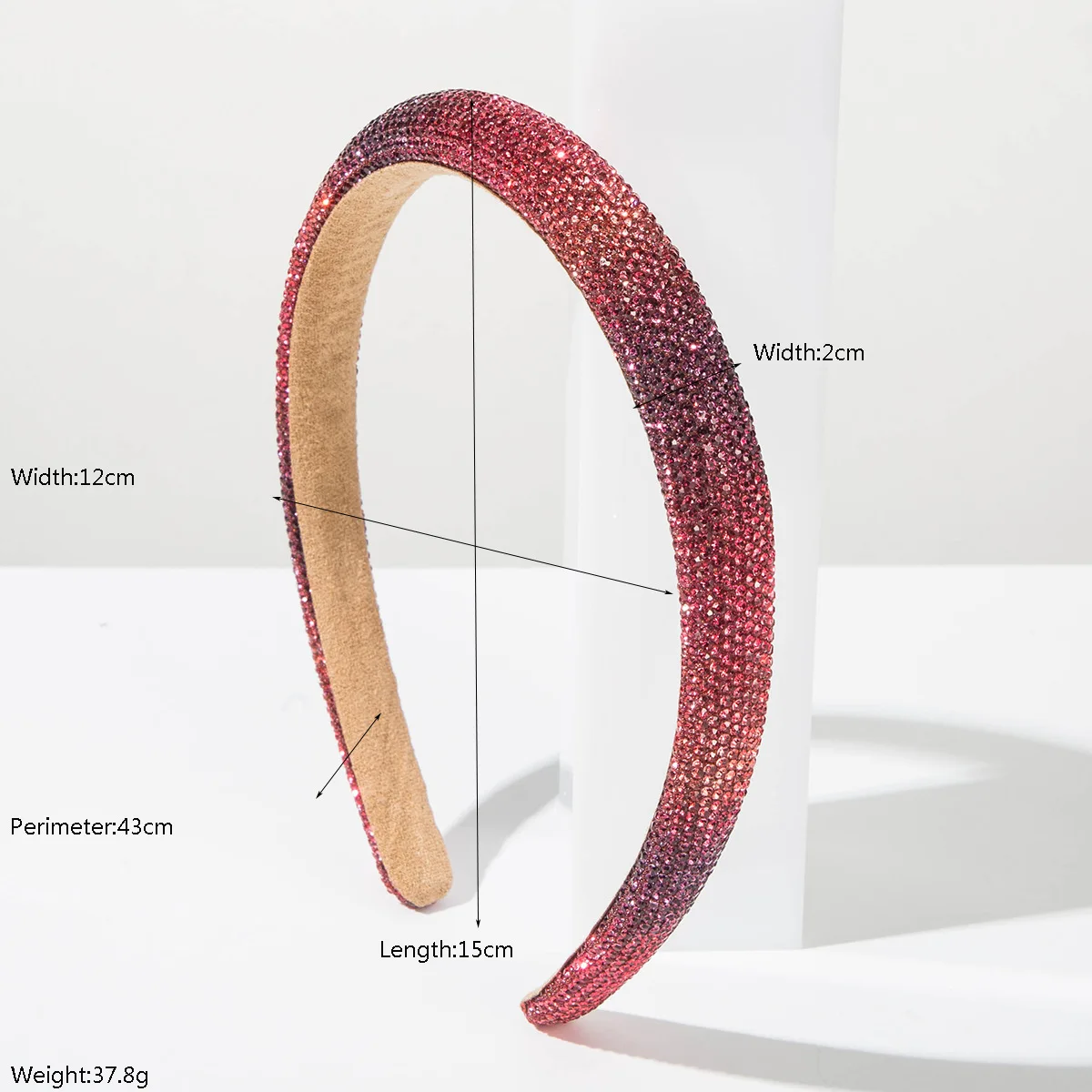 Gradient Rainbow Color Rhinestone Padded Headband Y2K Head Wear Full Italy Sky Crystal Hair Hoop For Pride Parade Festival Party