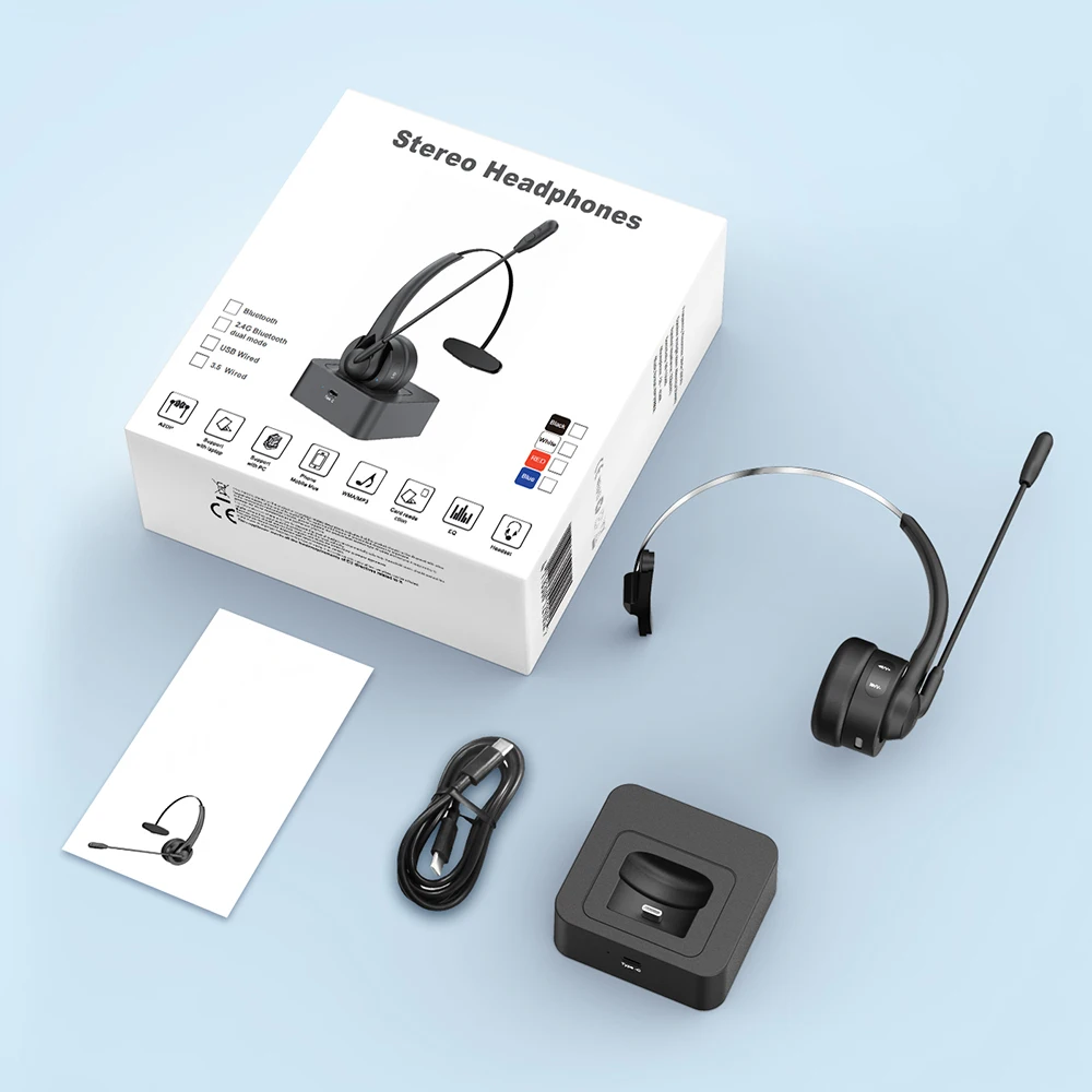 충전 스테이션이 있는 무선 헤드폰 270 °   회전식 전화 콜센터 헤드셋 단일 이어폰