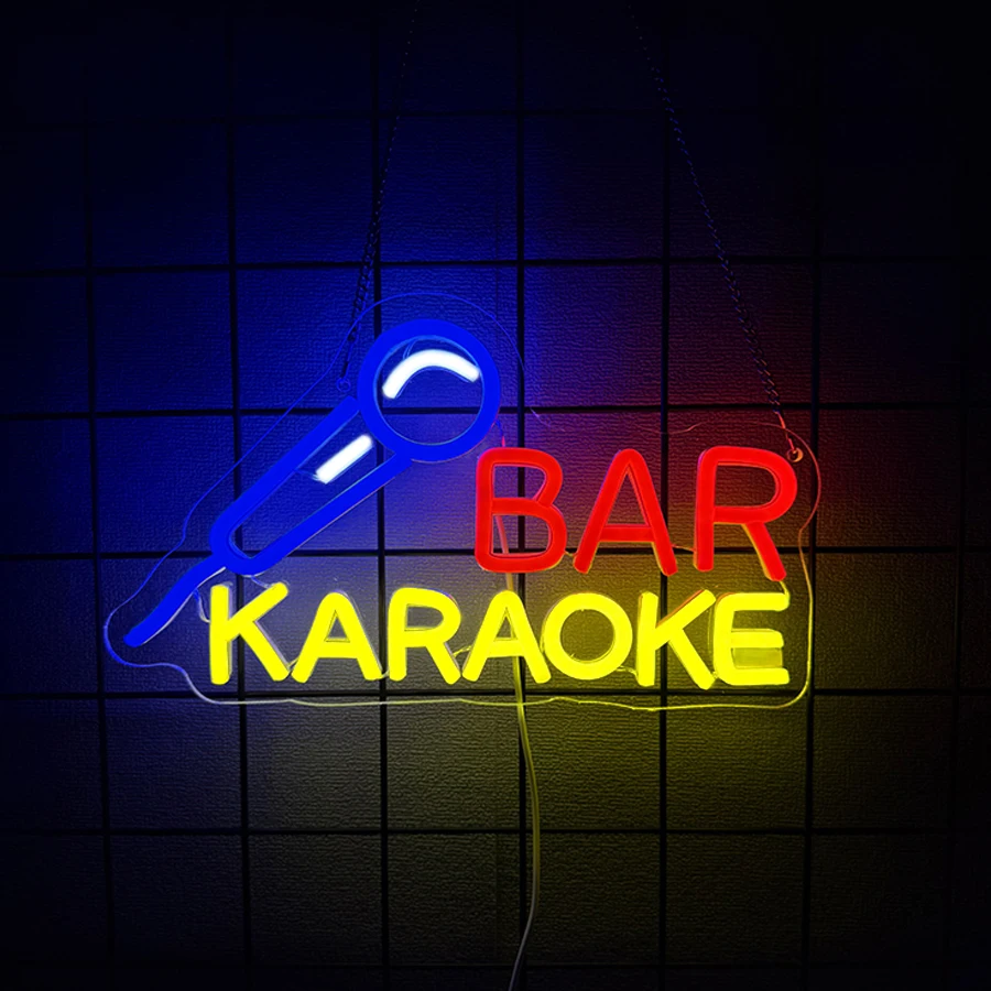 Bar Karaoke Neon Sign For Wall Decor,Led Neon Light For Music Studio,Game Room,Man Cave Decor,Bar,Club,Party,Gift For Friends