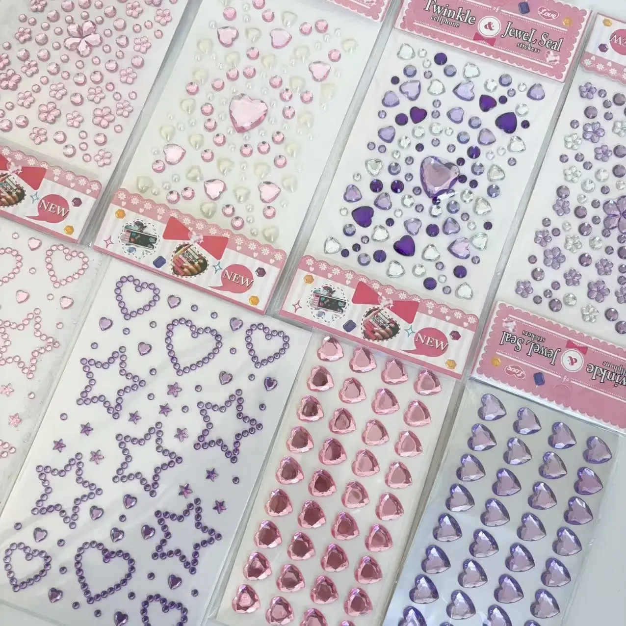 10 أوراق من ملصقات الماس الكريستالية من سلسلة الوردي والأرجواني لهدايا الأطفال وحافظة الهاتف المحمول وملصقات الديكور pr #6