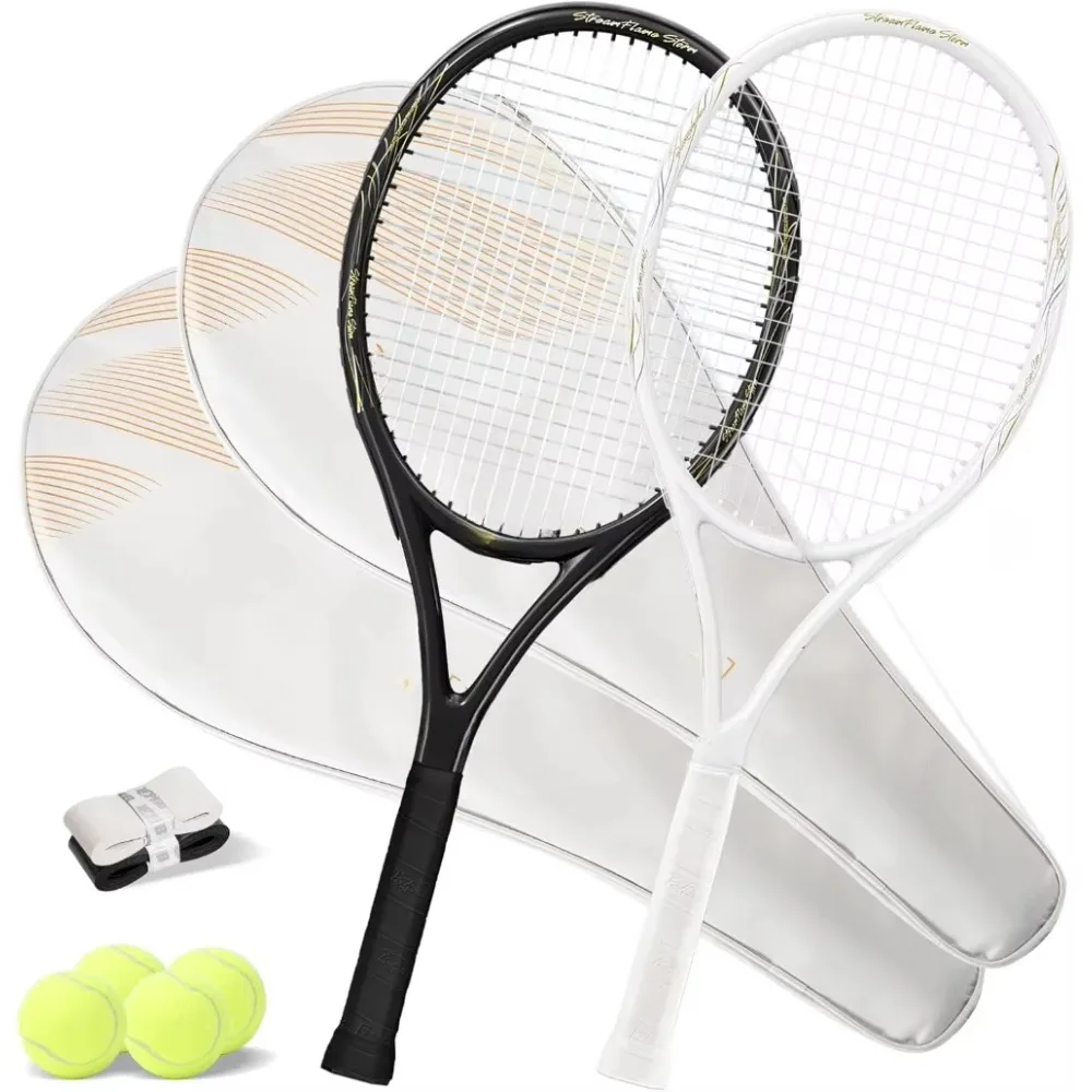 Tennis Racket - Super Value Set with Pre-Strung, Comfortable Handle, 27'' Tennis Racquet for Beginner, includes 4 Tennis Balls,