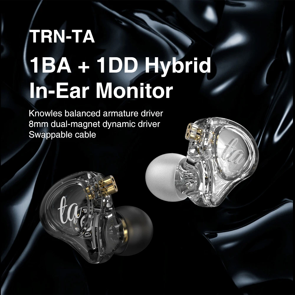 TRN TA Hi-FI 1BA+1DD Knowles Hybrid Beryllium-plated Dynamic In-ear Monitors Earphone HIFI Bass  Running For Xiaomi