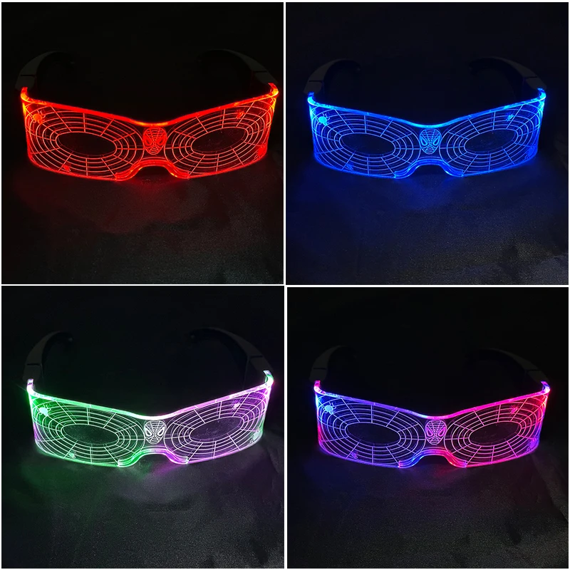 Nouveauté lunettes LED colorées Cosplay araignée héros tête lunettes garçons filles lunettes enfants cadeau lunettes carnaval lunettes de soleil