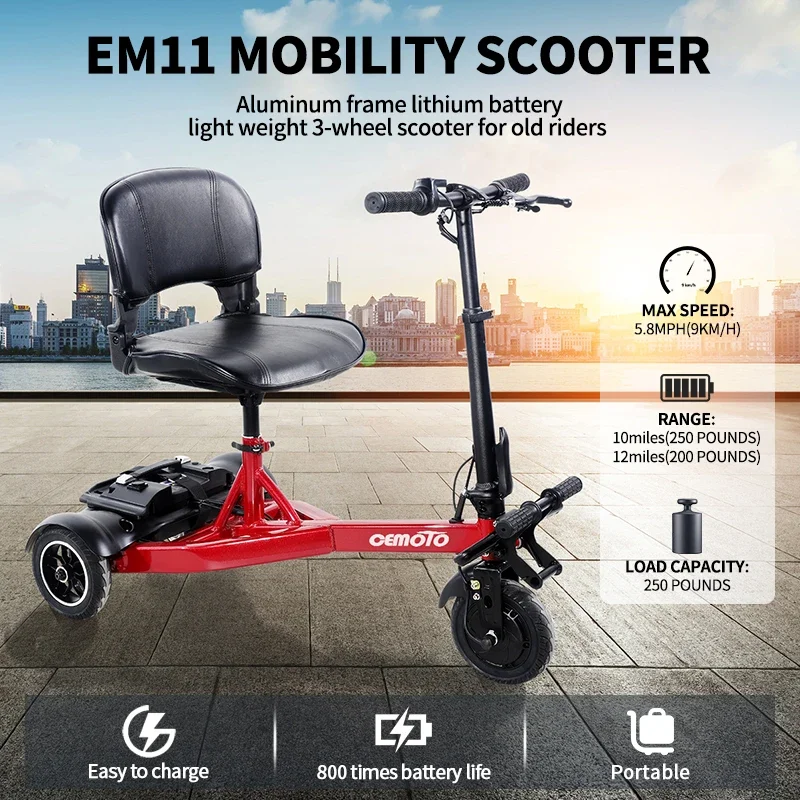 China 36v 200W 9kmh disability medical mobility electric scooter 3 wheels handicap electric scooter for elderly senior