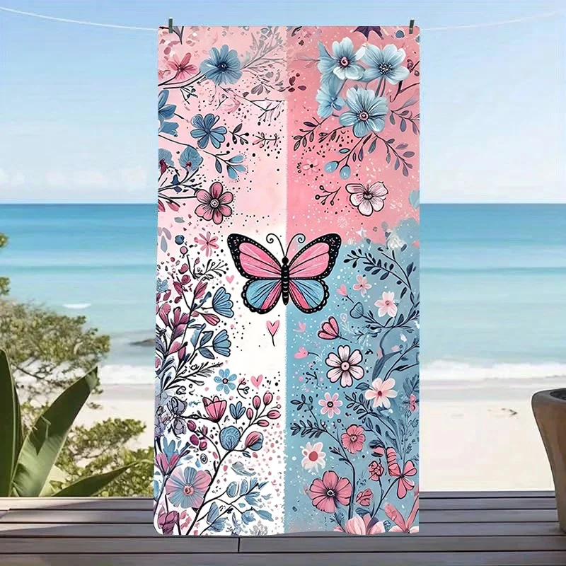 Gothic Skull Red Rose Print Beach Towel Quick Dry Sand Resistant Swimming Towel Dark Punk Summer Beach Accessory