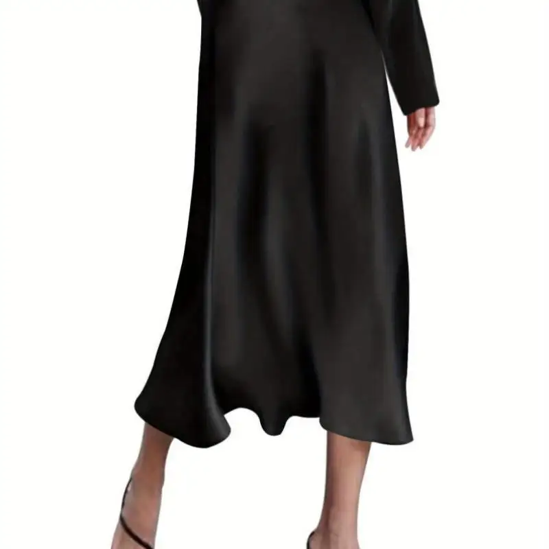 

High Waist ort Skirt Casual Sle Silk Surface Women's New Faion 2025 Midi Dr Cross-Border Long Dr