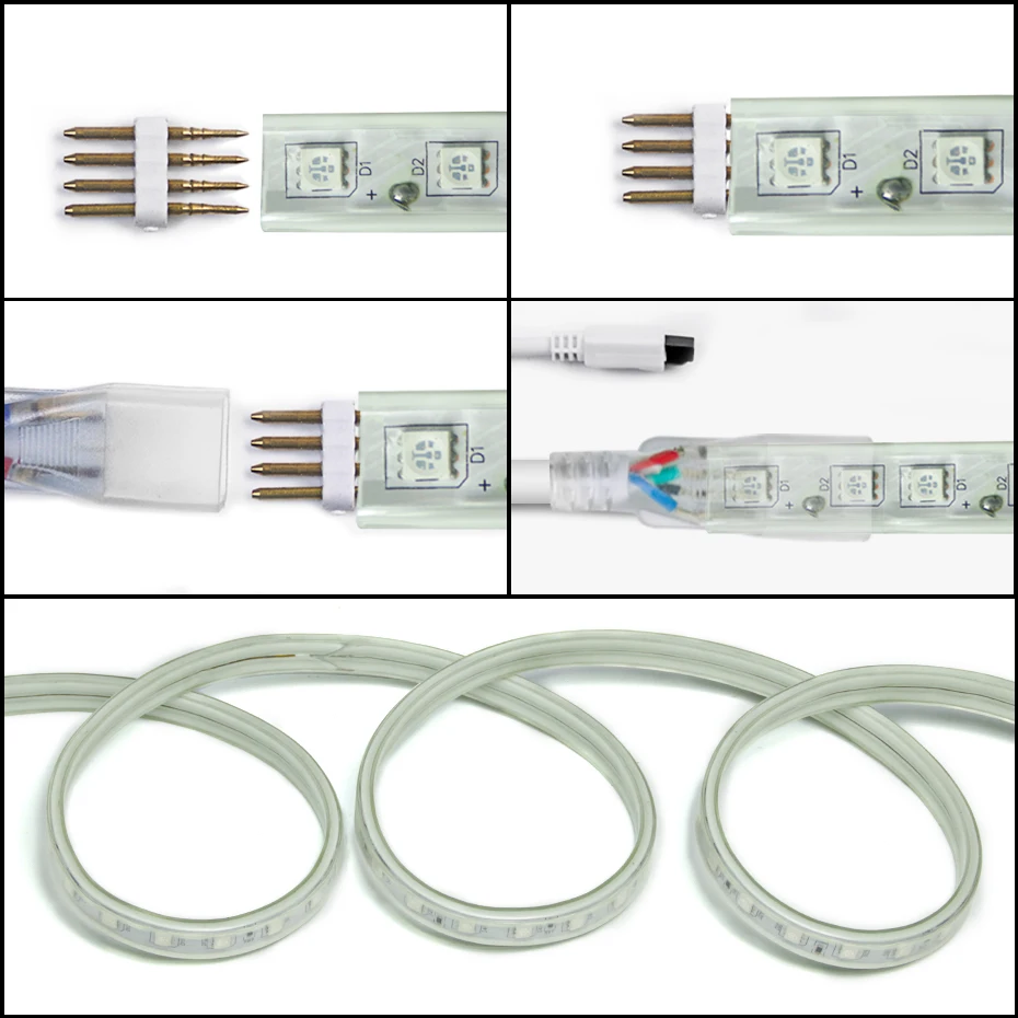 220V Smart LED Streifen RGB 5050 Flexible Band Wasserdichte Außen Beleuchtung Tuya WiFi/Bluetooth/Infrarot Controller mit EU Stecker