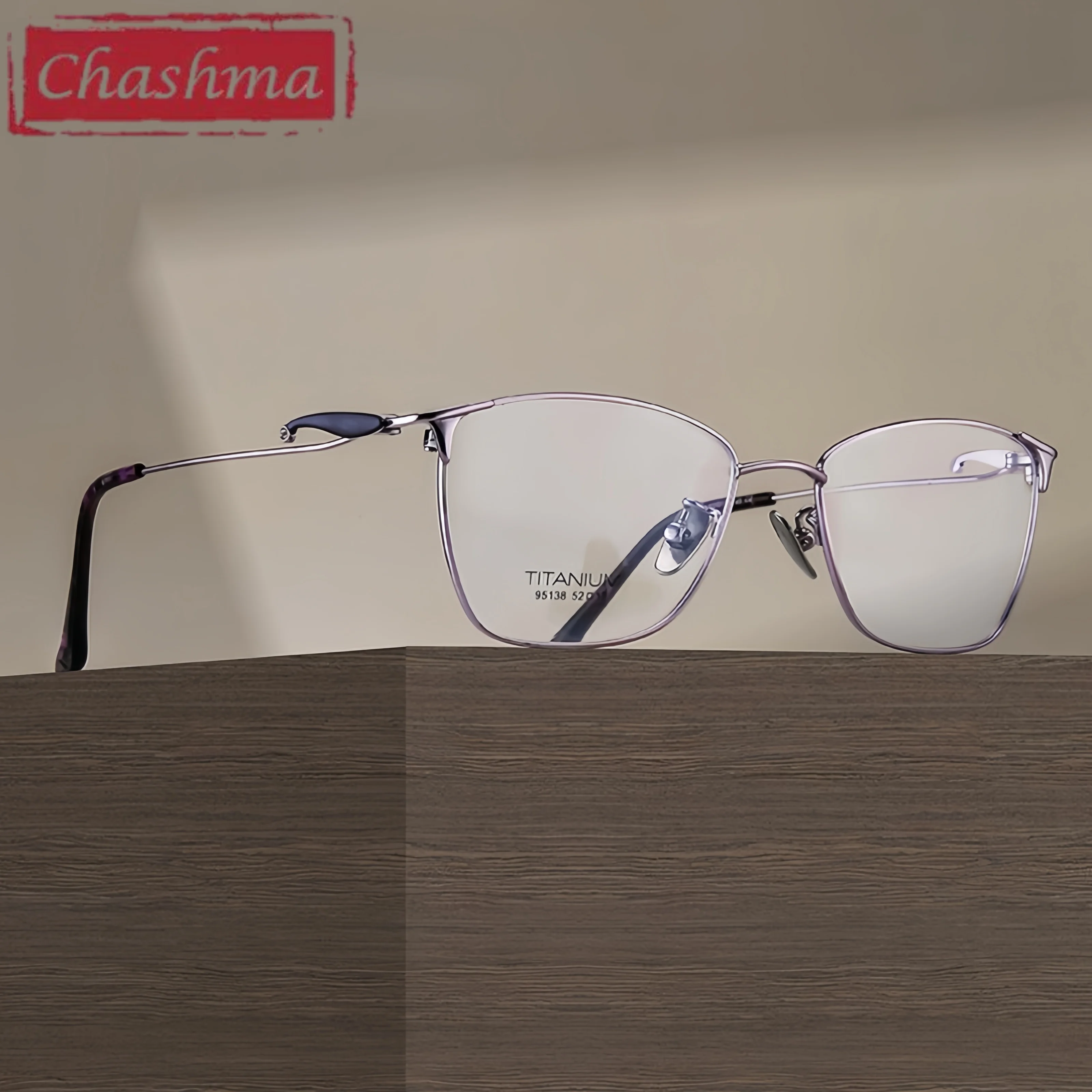 

Chashma Women Fashion Pure Titanium Prescription Ready Eyeglasses Elegant Flexible Temple Side Design Glasses Female Spectacles
