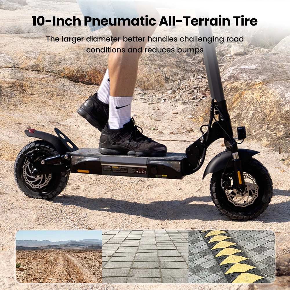 IScooter W9 Elektroroller 1000W Motor 48V14AH Hochleistungs-Lithium-Batterie Unterstützt APP E-Scooter Vordere und Hintere Scheibenbremsen Stadtfahrten Höchstgeschwindigkeit 45KM/H Maximale Reichweite 45KM 10-Zoll-Luftreifen für jedes Gelände Brandneu Original – Detail 13