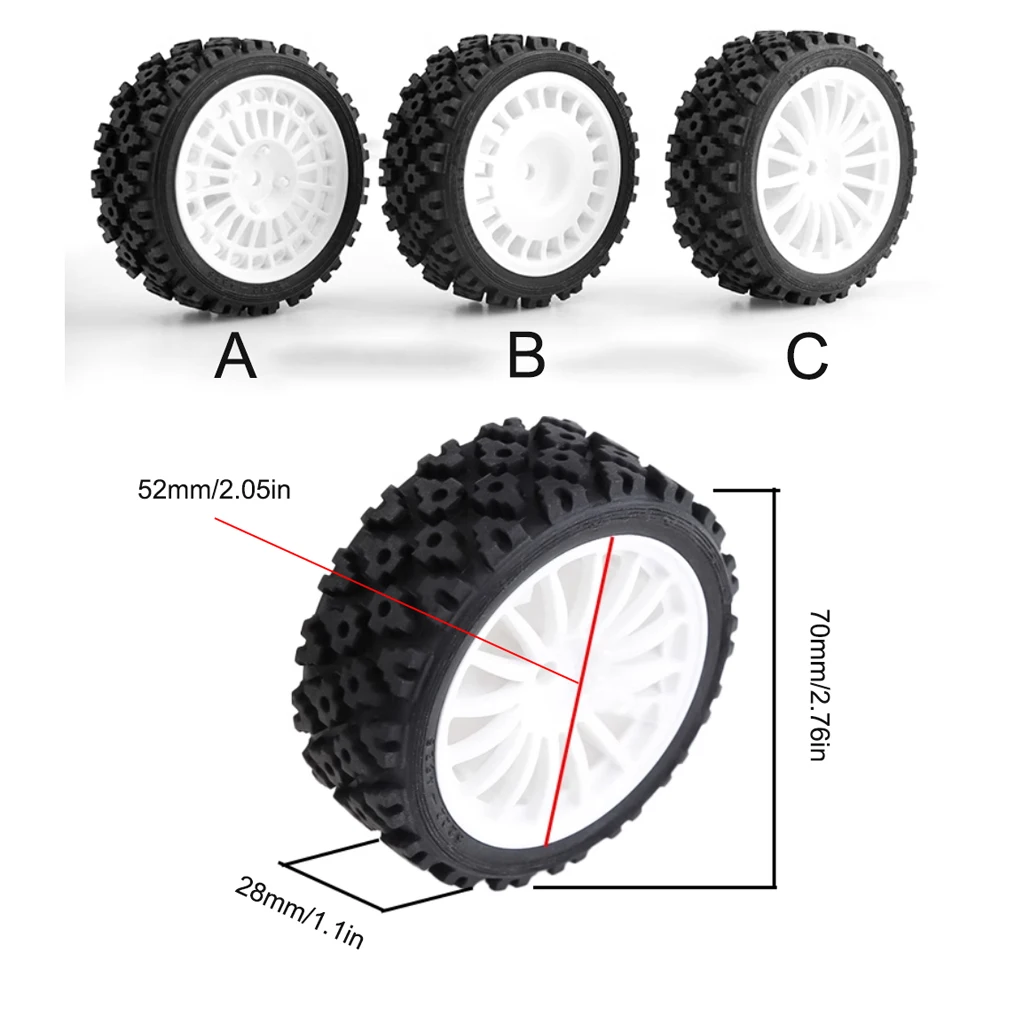 4-Piece Rubber Tire and Wheel Hub Set Suitable for Tamiya Xv-01/Ta06/Tt-01/Tt-02/Ptg-2 and Other 1/10 Scale Remote Control Cars, Upgrade Modification Parts