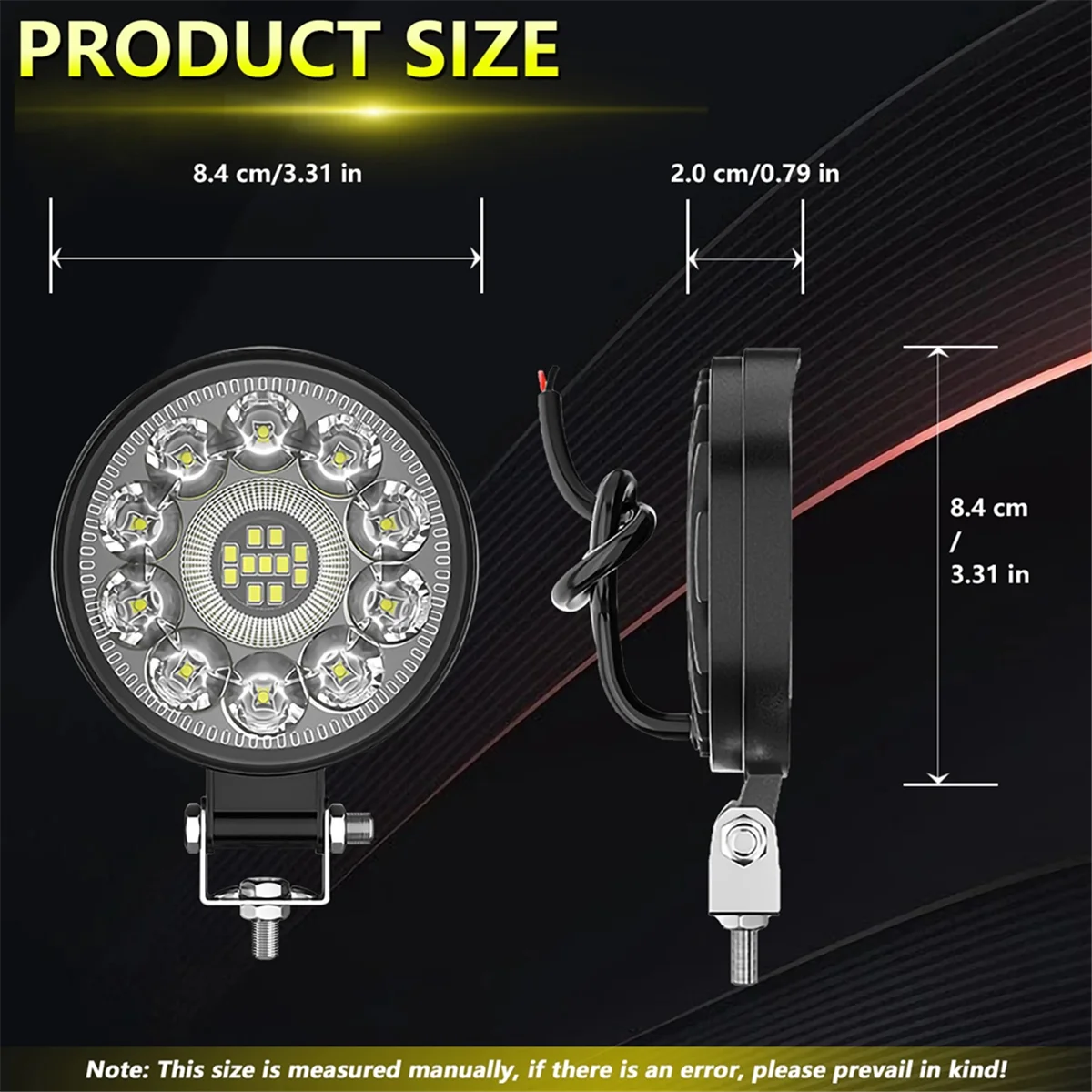 Car LED Work Light 3 Inch Round LED Floodlight Auxiliary Light Offroad Modification Light for Truck Tractor ATV UTV Boat