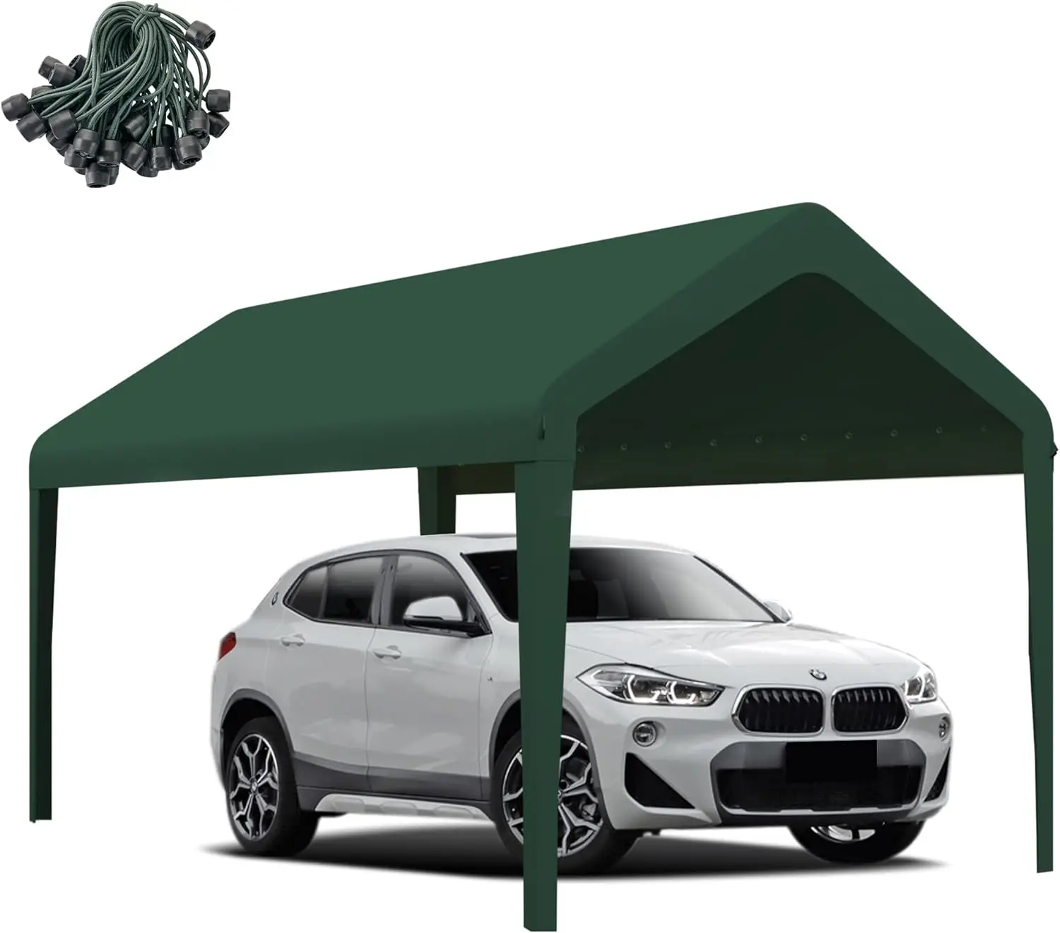 

10x20FT Waterproof Carport Canopy Cover, 800D Oxford Fabric with Bungee Cords for Outdoor Protection