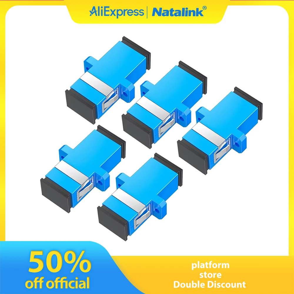 Natalink 10pcs SC to SC Female Fiber Optic Adapter Flange Head Coupler Square Adapter UPC APC Simplex Duplex Optical Coupler