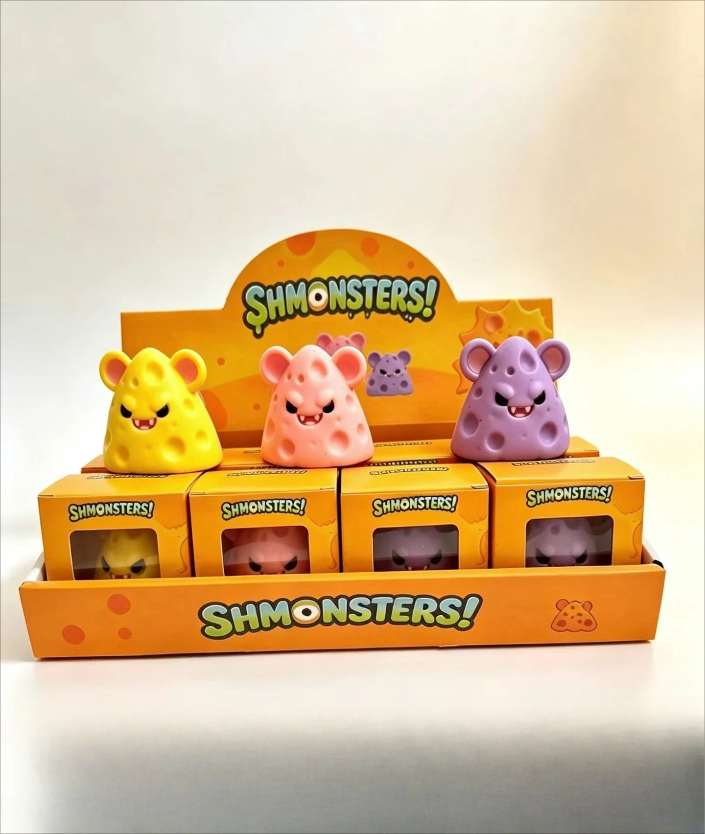 Cheese mouse monster slow rebound toy, cute soft pinch music decompression toy, suitable for children's gifts