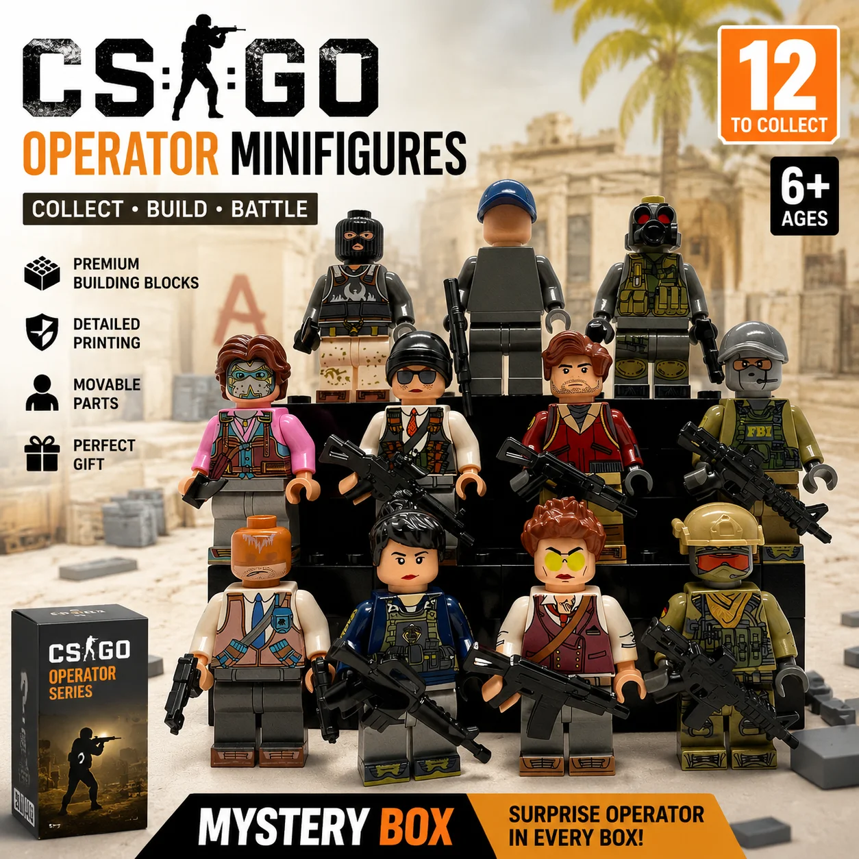 センボ-csgo-キャラクターミニブロックセット、ミリタリーキャラクターモデル、デスクトップ装飾、大人向けコレクション、おもちゃ、ギフト