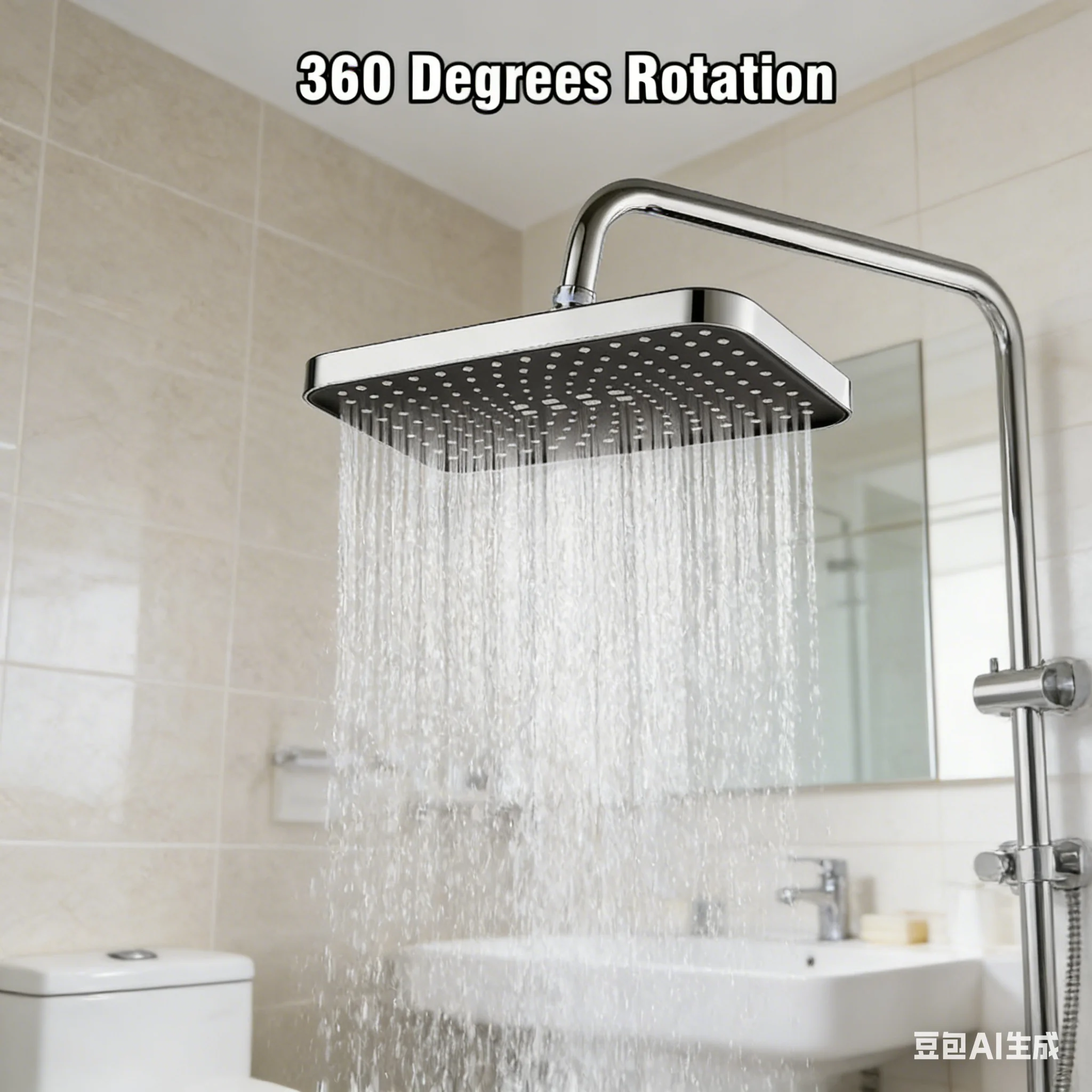 

360° Rotatable High Pressure Shower Head - 14 Inch Large Flow Water-Saving Rainfall Sprayer with Super Boost