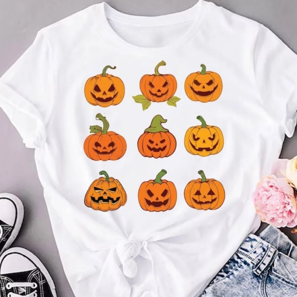 Sorcière effrayant citrouille Halloween T-shirt dames drôle Halloween chemise tête de citrouille motif imprimé T-shirt femmes hommes t-shirt décontracté hauts