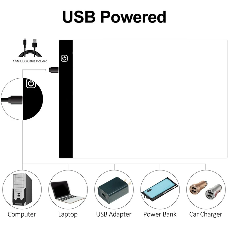 A4 LED Light Pad For Diamond Painting, Super Bright USB Powered Light Board Kit With Detachable Stand And Black Pad Clip