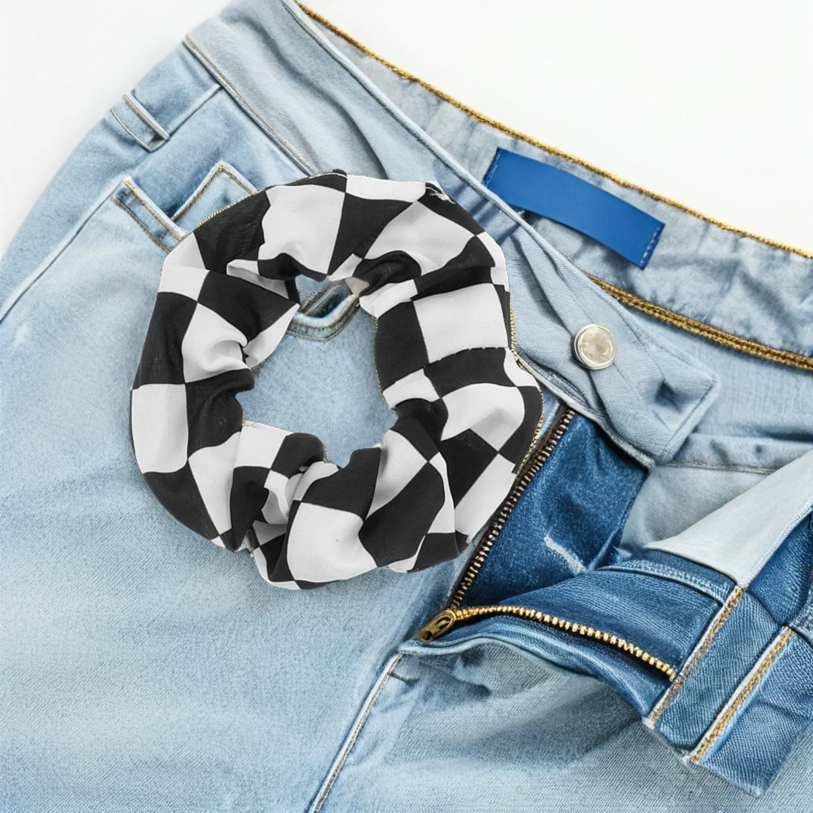 

12Pcs Cute Hair Scrunchies for Women Plaid Checkered Design Soft Thick Hair Ties for Girls Fashionable Ponytail Bands Daily