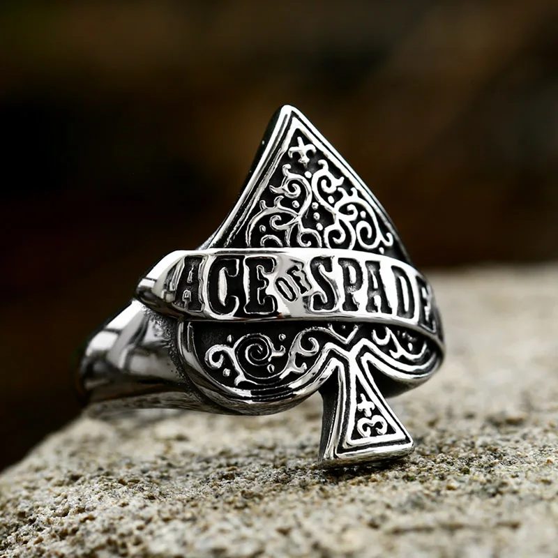 New Creative Design High Quality Ace Of  Spade Playing Card Ring For Men Punk Hip Hop Dropshipping  Jewelry