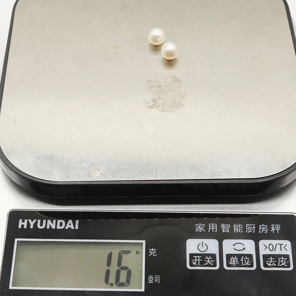 8-9mm Near-Round Natural Freshwater Pearl Half-Drilled Loose Beads 1 Pair For DIY Elegant Women's Earring  Jewelry Accessories