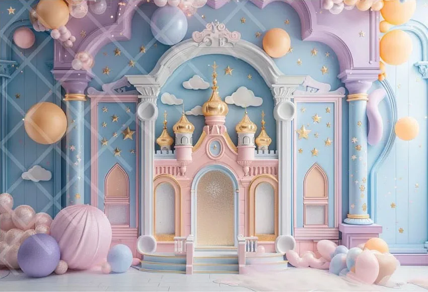 Mehofond التصوير خلفية حكاية القلعة الزهور بالون الفتيات كعكة عيد ميلاد سحق صورة ديكور خلفية استوديو الصور