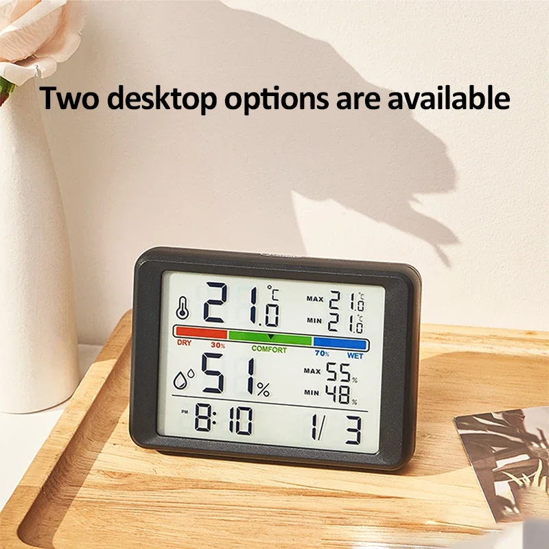 رقيقة جدا بسيطة منبه رقمي درجة الحرارة الرطوبة تاريخ الراحة عرض عرض التصميم المغناطيسي ساعة سطح المكتب الإلكترونية