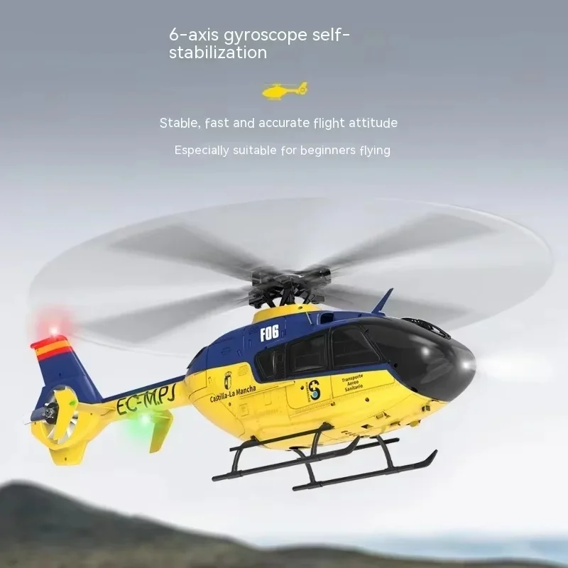 Hélicoptère Rc Yxznrc F06 6ch pour touristes, moteur sans balais, échelle Ec135, un rouleau de clé, modèle d'avion cascadeur 3D haute intensité, cadeaux pour garçons