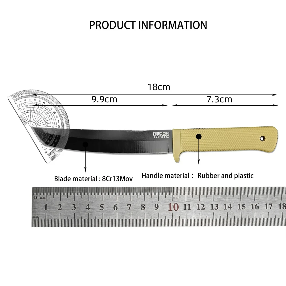 CD NEW Katana Fixed Blade Knife 8Cr13Mov Blade Rubber and Plastic Handle Outdoor EDC Survival Camping Hiking Hunting Tools