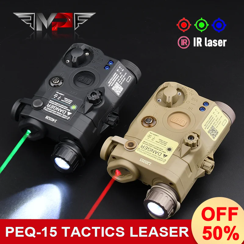 

WADSN Tactical PEQ 15 Red Green Blue Dot Laser Indicator IR Weapon Scout LED Light Fit 20MM Rail Hunting Flashlight