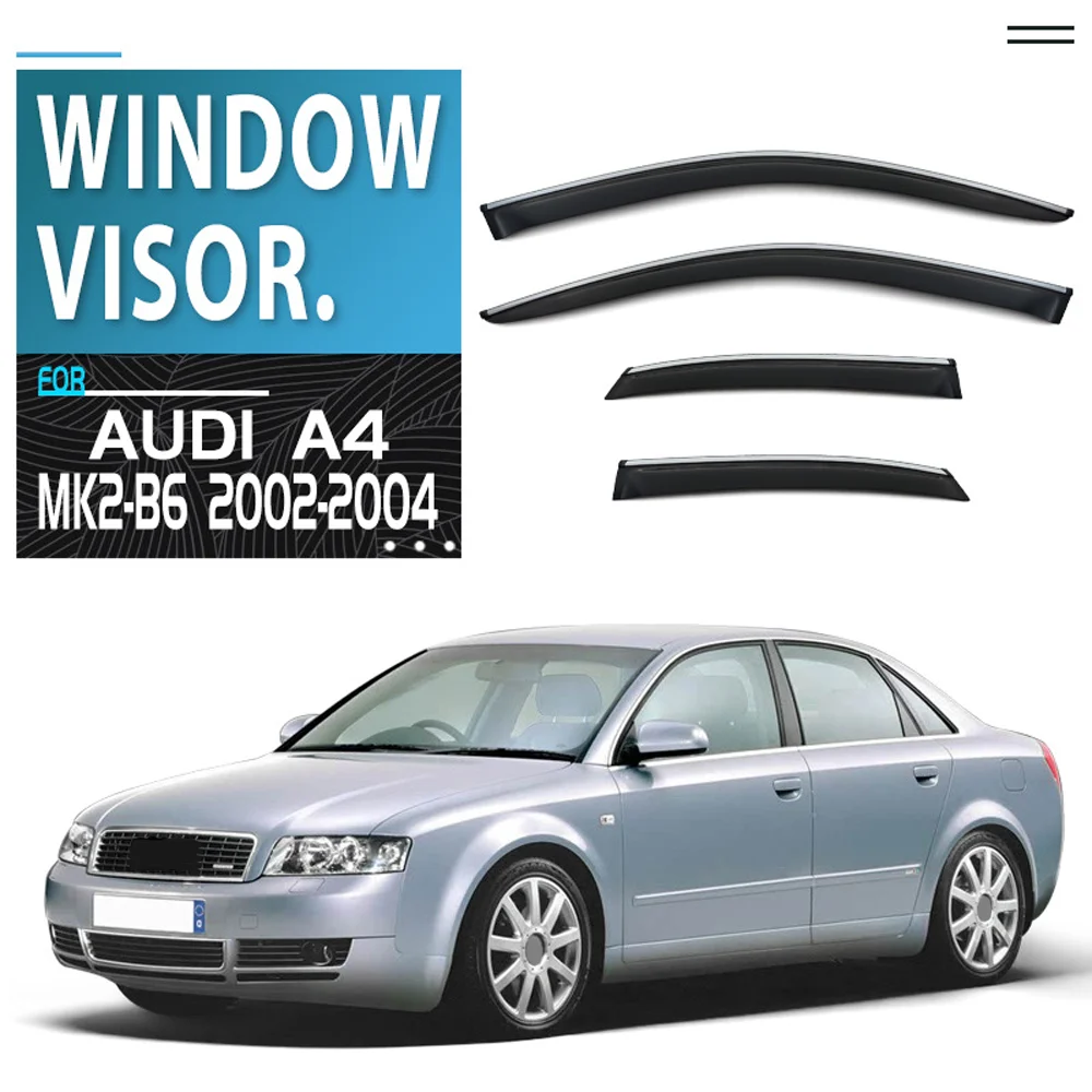 

Chrome Strips Rain Guards for Audi A4 B6/B7 2000-2008 Window Visor Wind Deflectors Door Visor Vent Shades Ventvisor