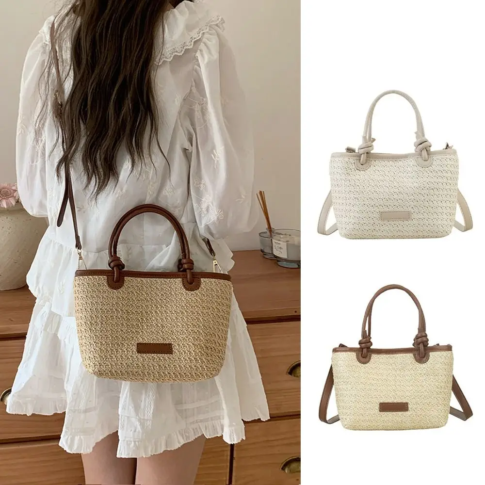 

Elegant Summer Weave Straw Bag Bohemian Leisure Beach Straw Bag Vacation Crossbody Women's Bucket Bag Ladies/Girls