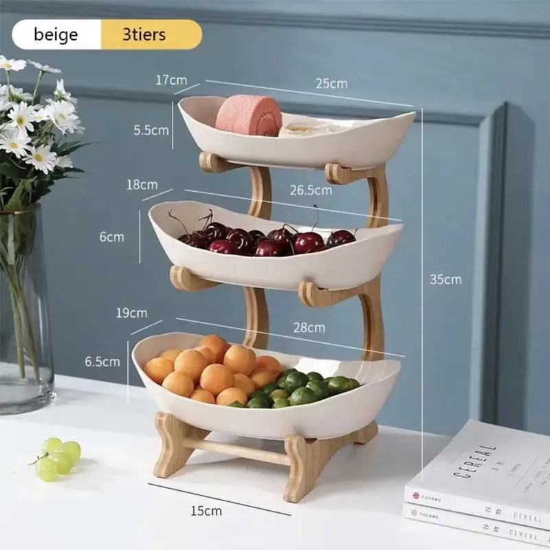 2/3 Laag Fruitschaal Thuis Woonkamer Plastic Snackschaal Creatieve Moderne Gedroogde Fruitmand Snoep Schotel Taartstandaard Slakom