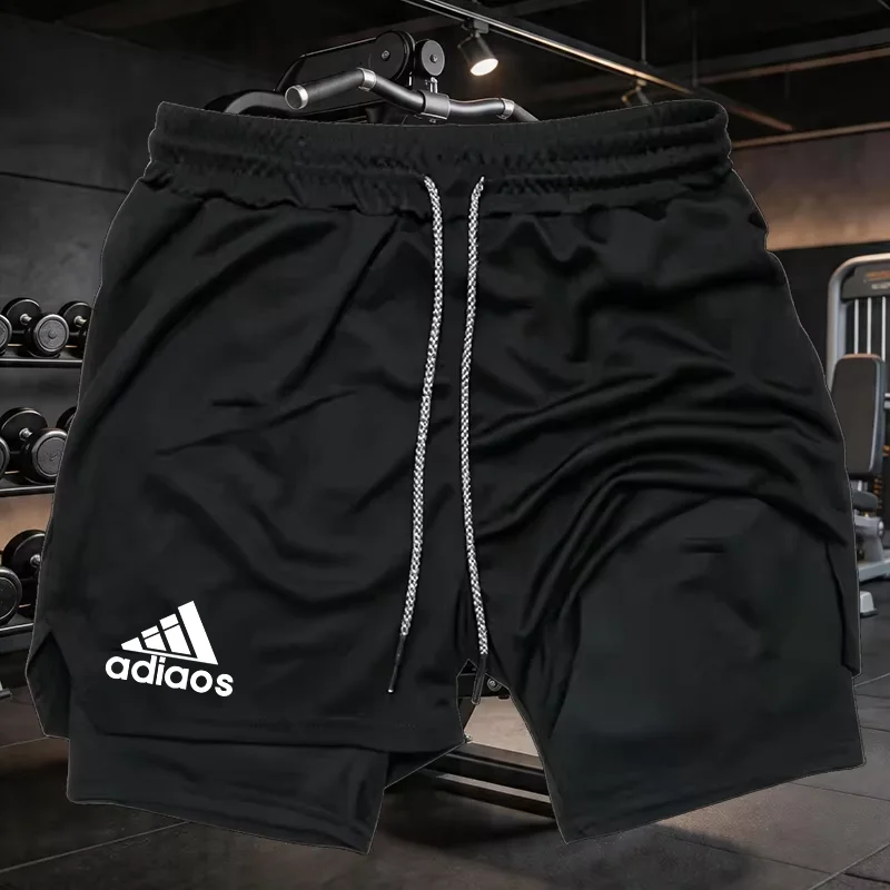 Men's sports shorts, printed sports pants, double-layer, quick drying, basketball, muscle, fitness Sports shorts