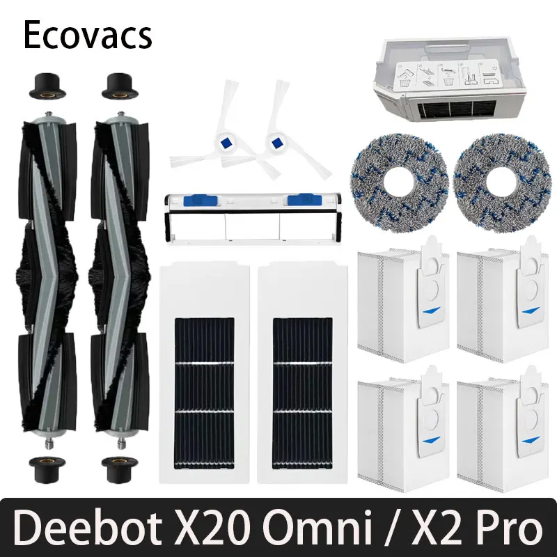 For Ecovacs Deebot X2 Omni / X2 Pro / X2 Robot Vacuums Roller Main Side Brush Cover Hepa Filter Mop Cloths Dust Bag Spare Parts