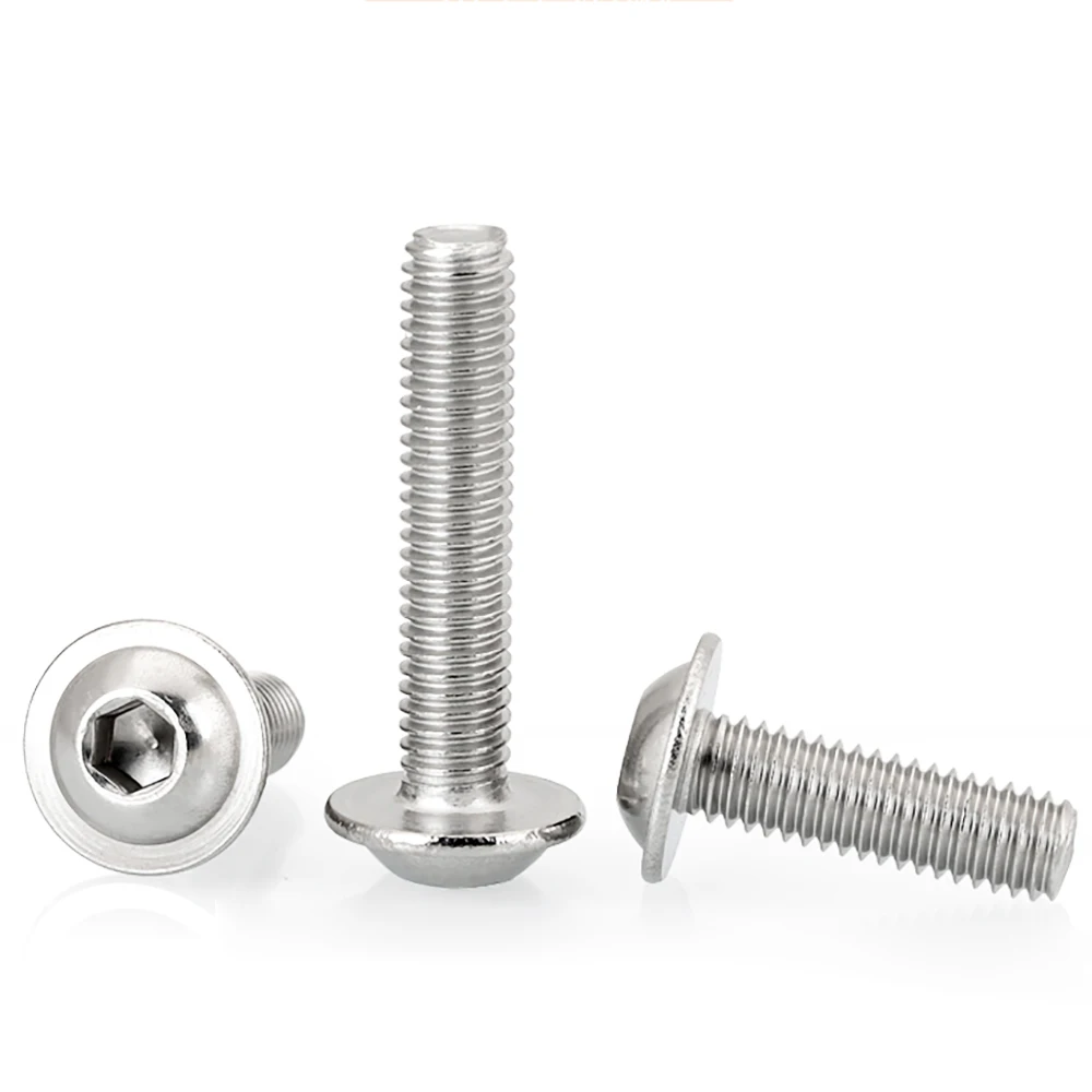 50pc M2 M2.5 M3 M4 M5 M6 ISO7380.2 304 Stainless Steel Hex Hexagon Socket Round Button Flange Head With Washer Collar Screw Bolt
