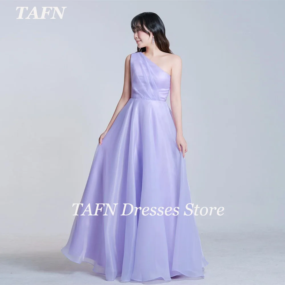 

TAFN Purple Korea Wedding Reception Dresses A-line One-Shoulder Photo Shoot Bridal Gown Custom Made Floor-Length Evening Dresses