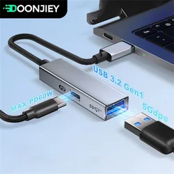 2 in 1 USB 3.2 Gen1 Extender OTG Hub PD 60W Type C to USB-A USB-C Charge Data Transfer Converter Adapter For iPhone 15 Pro Max