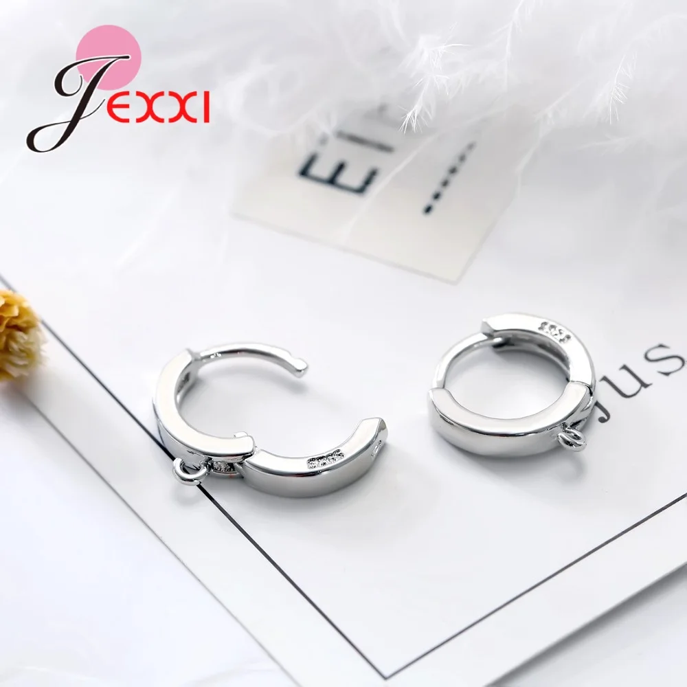 Wholesale Price 1 Pairs Round Hoop DIY Earrings Findings  Stamped  Silver Jewelry For Women Accessories