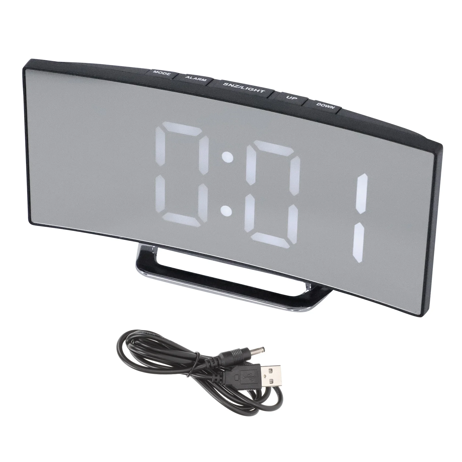 

1 set 1 Set Of Large Screen Led Digital Alarm Clock Clear Mirror Surface Silent Waterproof Desktop Clock For Bedroom Home Decor