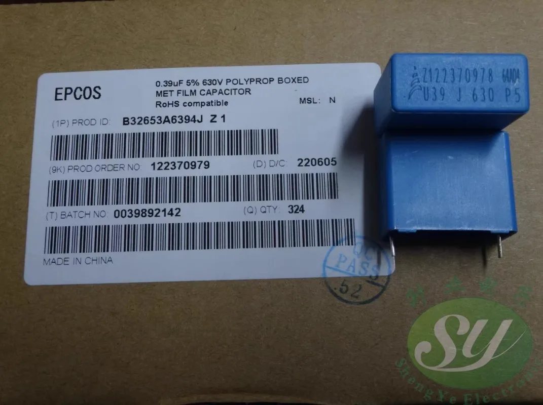 

10PCS EPCOS 0.39uf/630v 390nf u39 394 New film capacitor 22MM